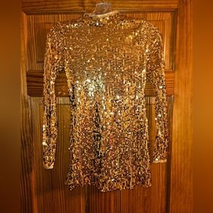 Gold sequin leotard dance dress